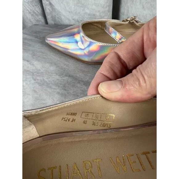 Stuart Weitzman Emilia Mary Jane Flats Iridescent Patent Leather Ballet Size 6B
