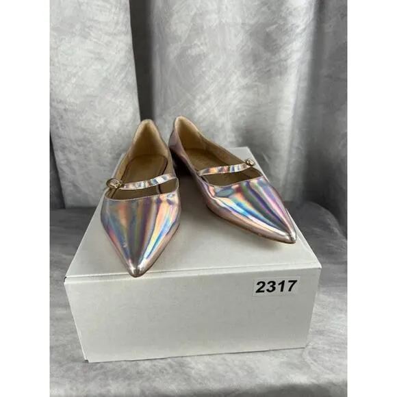Stuart Weitzman Emilia Mary Jane Flats Iridescent Patent Leather Ballet Size 6B