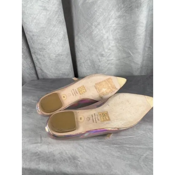Stuart Weitzman Emilia Mary Jane Flats Iridescent Patent Leather Ballet Size 6B