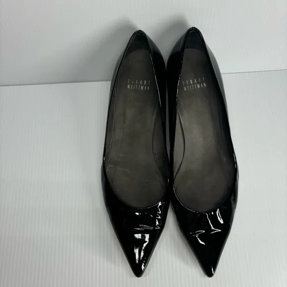 Stuart Weitzman Heels Womens 8 Patent Leather Kitten Pointed Toe Party Office
