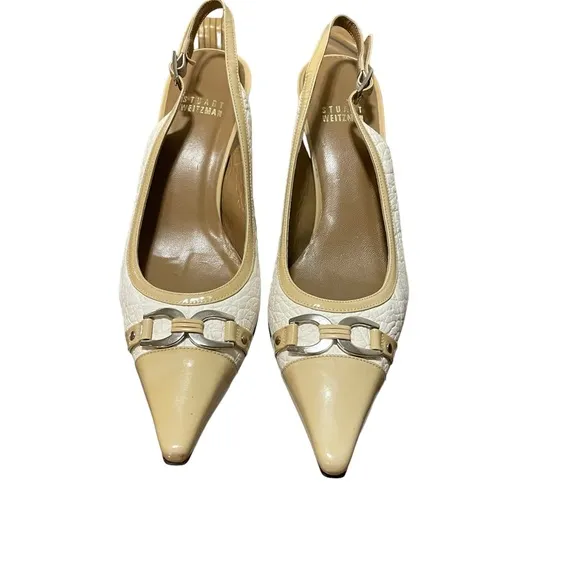 Stuart Weitzman Ivory Cushy Calfskin Heels Pumps