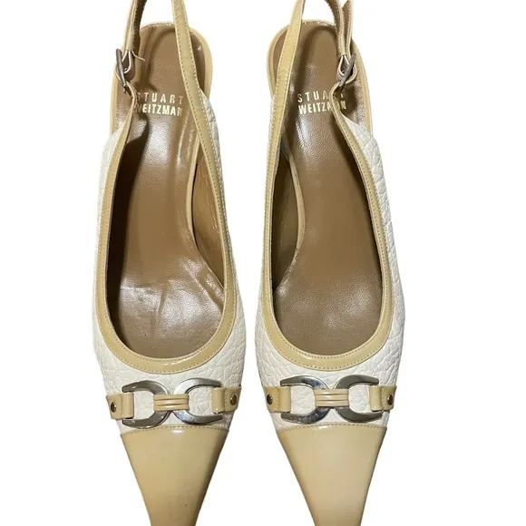 Stuart Weitzman Ivory Cushy Calfskin Heels Pumps