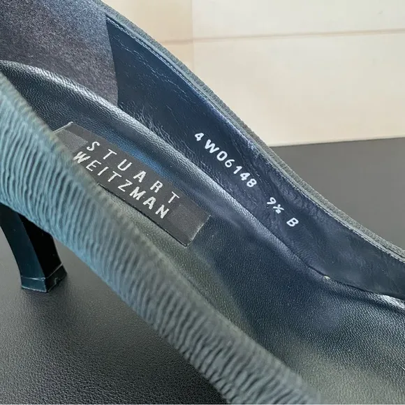 Stuart Weitzman Kitten Heels Ruffled Grey Fabric Women's Size 9.5 Shoes B Pumps