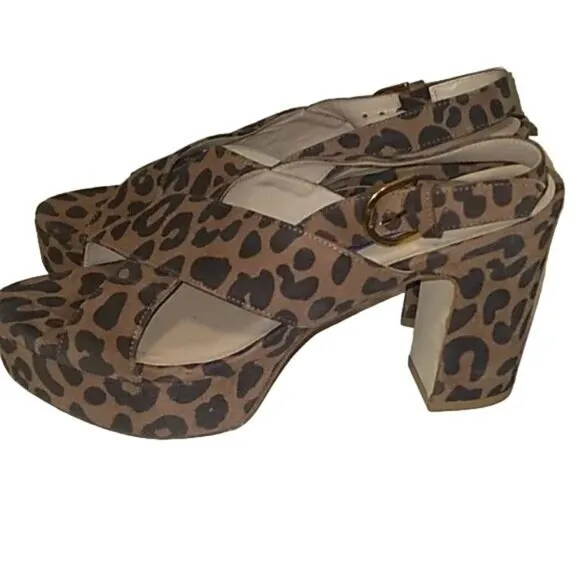 Stuart Weitzman Leopard Print Platform Sandals