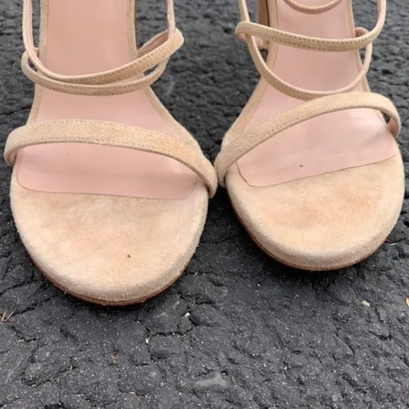 Stuart Weitzman ‘Myex’ nude strappy barely there sandals - size 9