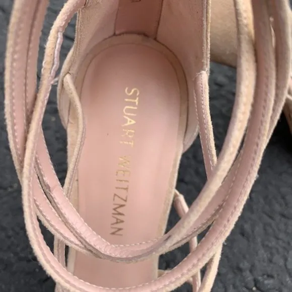 Stuart Weitzman ‘Myex’ nude strappy barely there sandals - size 9