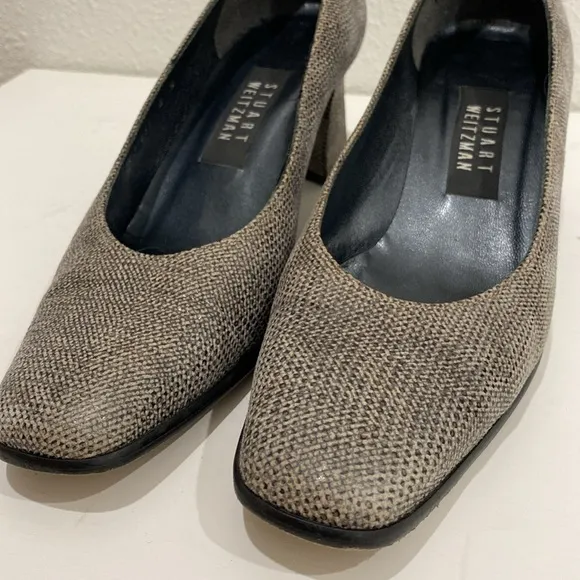 Stuart Weitzman Natdia Diamondbacks Square Toe Block Heel Pumps |Size 8
