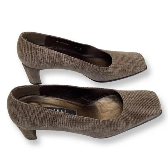 Stuart Weitzman Natdia Diamondbacks Square Toe Block Heel Pumps |Size 8