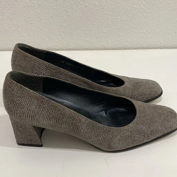 Stuart Weitzman Natdia Diamondbacks Square Toe Block Heel Pumps |Size 8