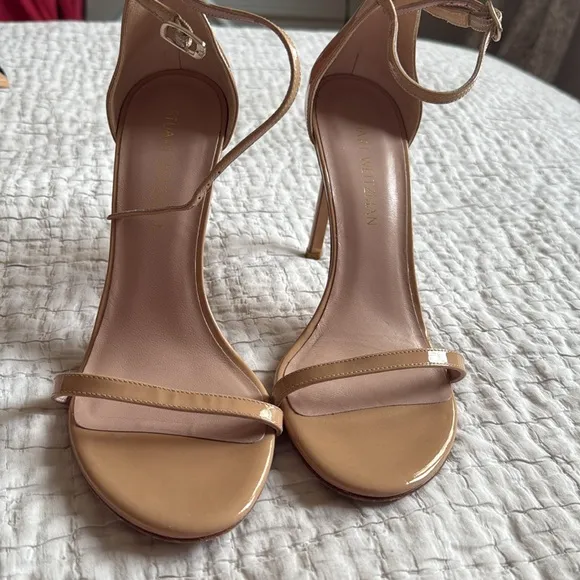 Stuart Weitzman nudist minimalist sandals like Saint Lauren