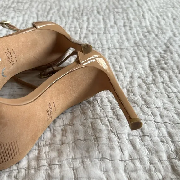 Stuart Weitzman nudist minimalist sandals like Saint Lauren