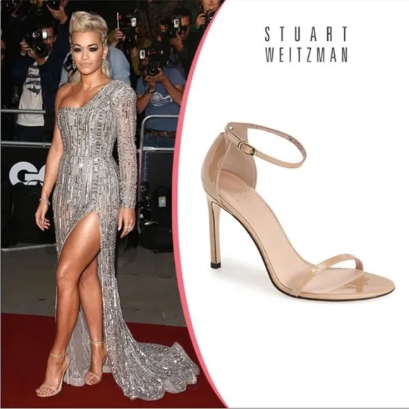 Stuart Weitzman nudist minimalist sandals like Saint Lauren