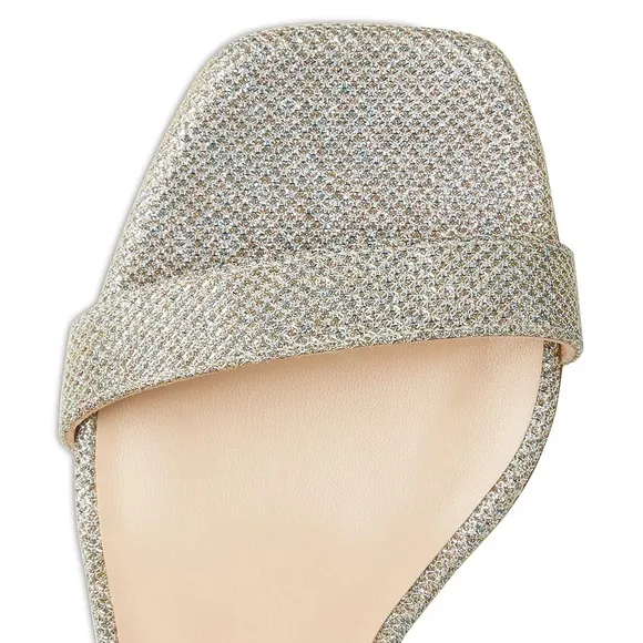 Stuart Weitzman Nudistcurve 75 Block Heel Sandal Gold Platino Wedding Sz 10.5