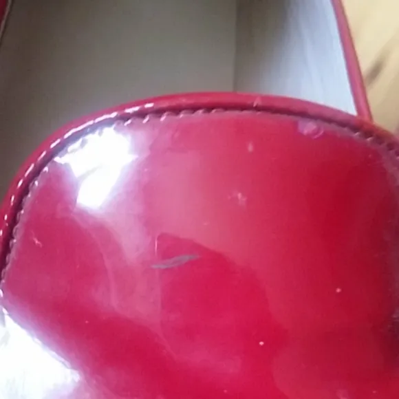 Stuart Weitzman Red Flats with Silver Capped Toe Size 6