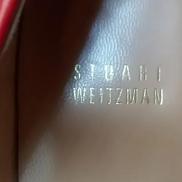 Stuart Weitzman Red Flats with Silver Capped Toe Size 6