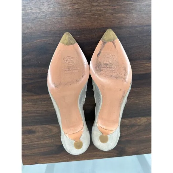 Stuart Weitzman Shoes Womens 6 Gold Mesh Pump High Heels Sheer Slip On