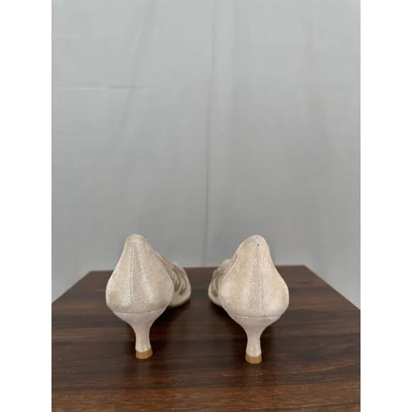 Stuart Weitzman Shoes Womens 6 Gold Mesh Pump High Heels Sheer Slip On