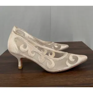 Stuart Weitzman Shoes Womens 6 Gold Mesh Pump High Heels Sheer Slip On