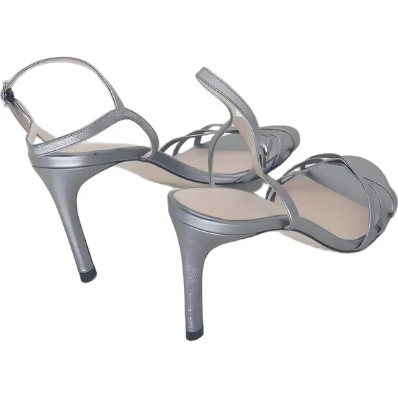 Stuart Weitzman Starla Metallic Ankle Strap Sandals 10B US 40.5 EU