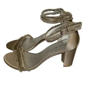 Stuart Weitzman Tan Satin Evening Sandals