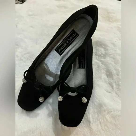 Stuart Weitzman Vintage Bow Rhinestone Heels 80’s 7 1/2 Holiday Party New Years
