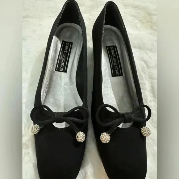 Stuart Weitzman Vintage Bow Rhinestone Heels 80’s 7 1/2 Holiday Party New Years