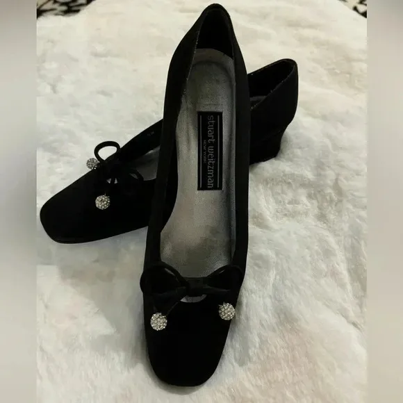 Stuart Weitzman Vintage Bow Rhinestone Heels 80’s 7 1/2 Holiday Party New Years
