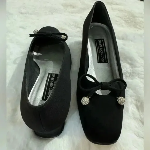 Stuart Weitzman Vintage Bow Rhinestone Heels 80’s 7 1/2 Holiday Party New Years