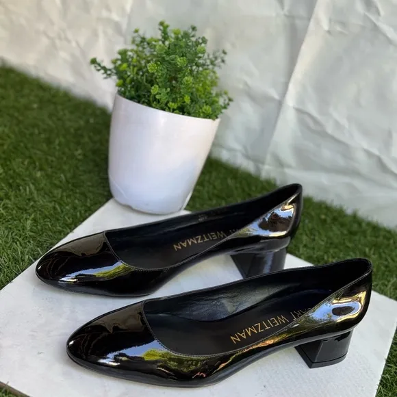 Stuart Weitzman VIVIENNE  35 Black Patent Leather Pumps size 6.5 new