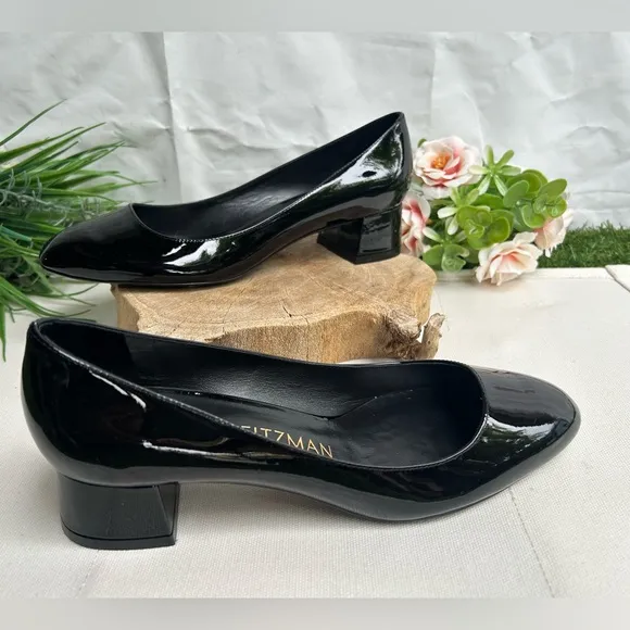 Stuart Weitzman VIVIENNE  35 Black Patent Leather Pumps size 6.5 new