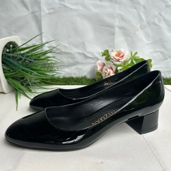 Stuart Weitzman VIVIENNE  35 Black Patent Leather Pumps size 6.5 new