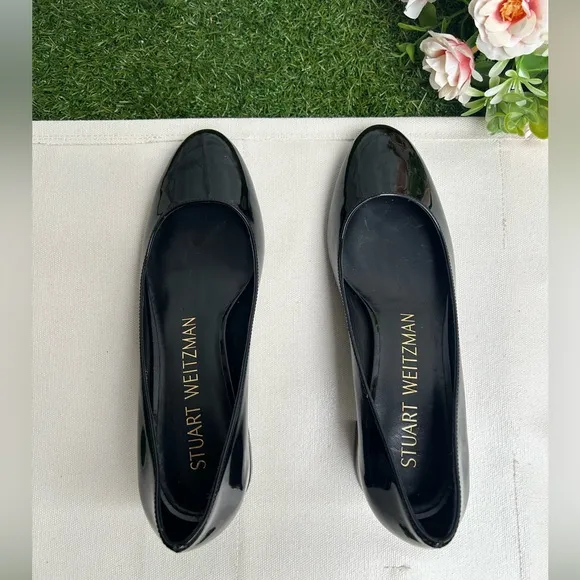 Stuart Weitzman VIVIENNE  35 Black Patent Leather Pumps size 6.5 new