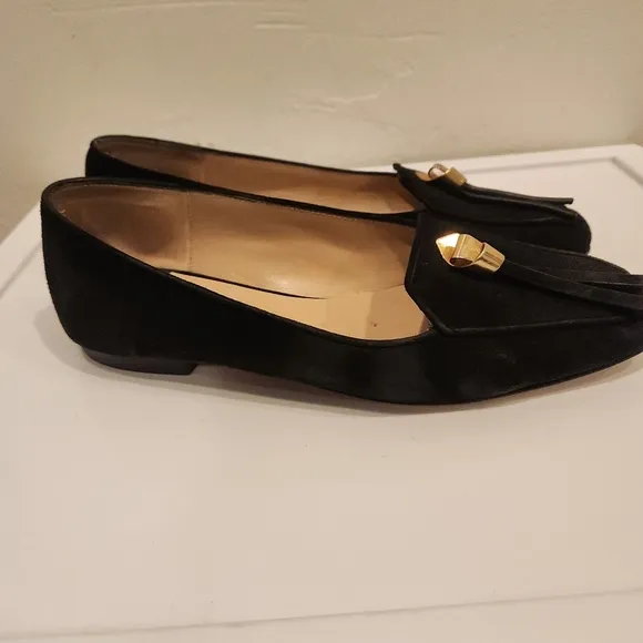 Stuart Weitzman Women's Black Suede Slipknot Signature Flats Size 6.5m