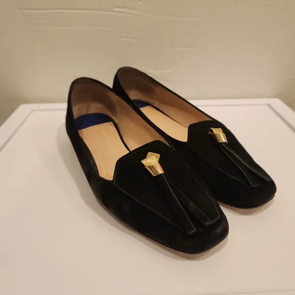 Stuart Weitzman Women's Black Suede Slipknot Signature Flats Size 6.5m