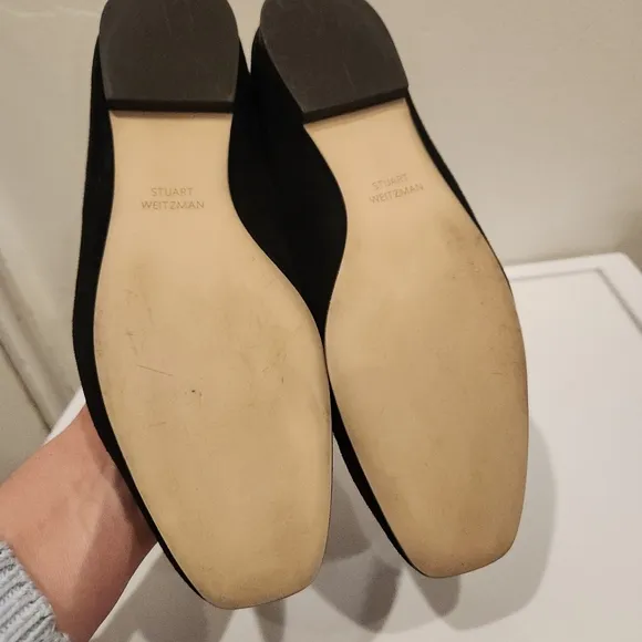 Stuart Weitzman Women's Black Suede Slipknot Signature Flats Size 6.5m