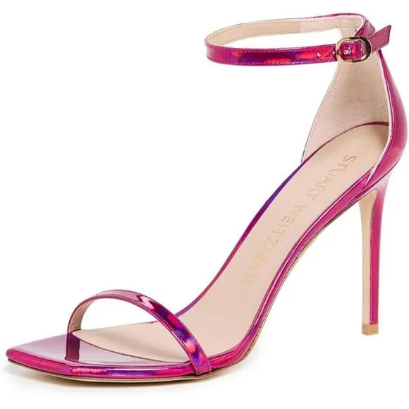 Stuart Weitzman Women's Nudistcurve 100mm Sandals Hot Pink NWOB Size 7