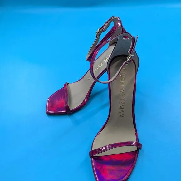 Stuart Weitzman Women's Nudistcurve 100mm Sandals Hot Pink NWOB Size 7