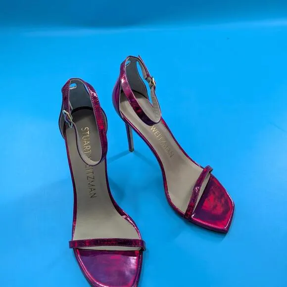 Stuart Weitzman Women's Nudistcurve 100mm Sandals Hot Pink NWOB Size 7