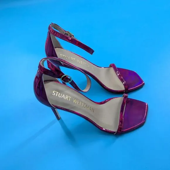 Stuart Weitzman Women's Nudistcurve 100mm Sandals Hot Pink NWOB Size 7