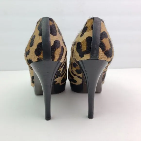 Stuart Weitzman Womens Size 8 Brown Leopard Pony Hair 4.5&quot; Heels Pump Shoes
