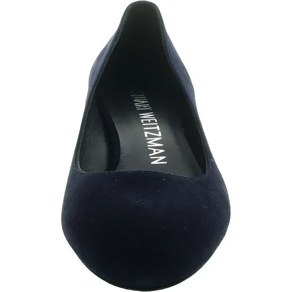 Stuart Weitzman Womens Vivienne 35 Navy Padded Insole Suede Pumps Shoes New