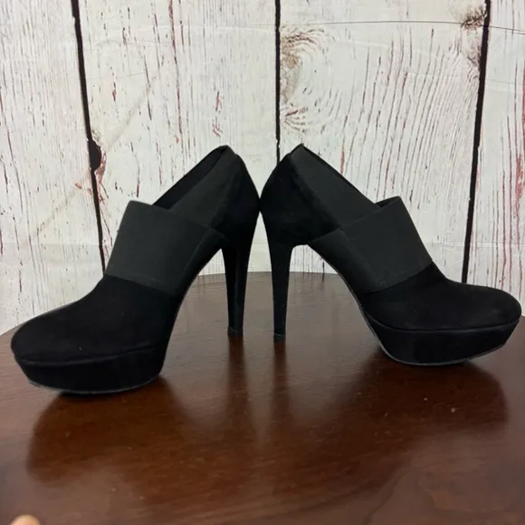 Stuart Weitzman Wrap It Up Women’s Black Suede Leather Platform Booties 6 EUC