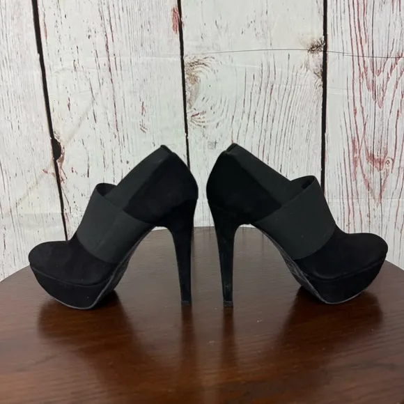 Stuart Weitzman Wrap It Up Women’s Black Suede Leather Platform Booties 6 EUC