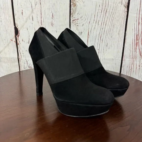 Stuart Weitzman Wrap It Up Women’s Black Suede Leather Platform Booties 6 EUC