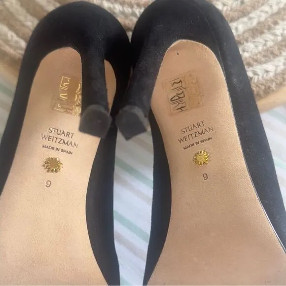 Stuart Weitzman Black Suede Pointy High Heels Size 9