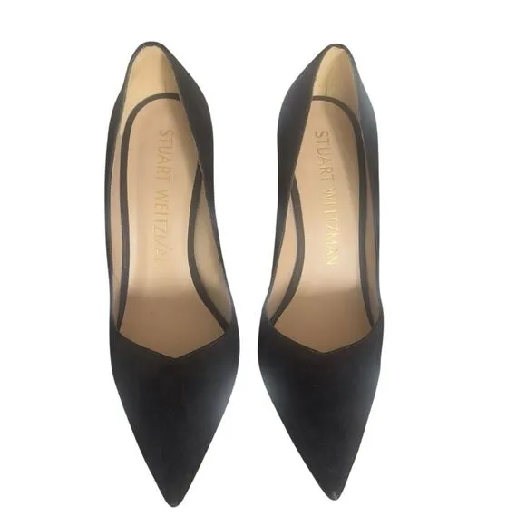 Stuart Weitzman Black Suede Pointy High Heels Size 9