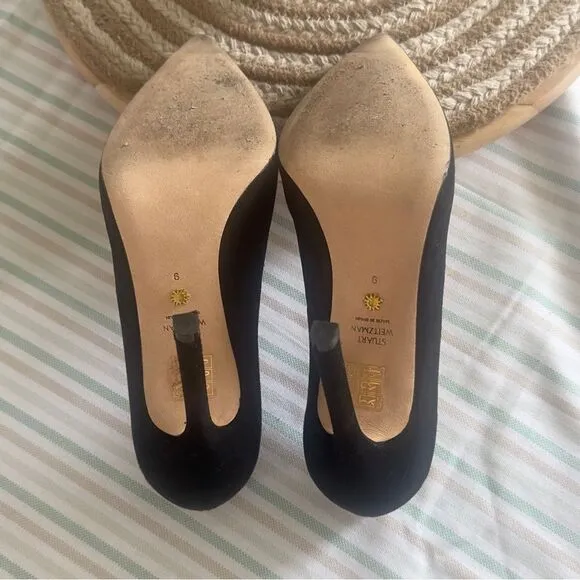 Stuart Weitzman Black Suede Pointy High Heels Size 9