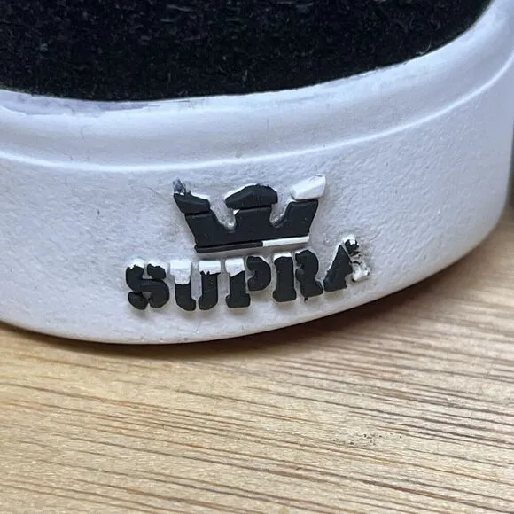 Supra Yorek Hi Men Size 11.5 Shoes Black White Canvas Suede Skateboard Sneakers