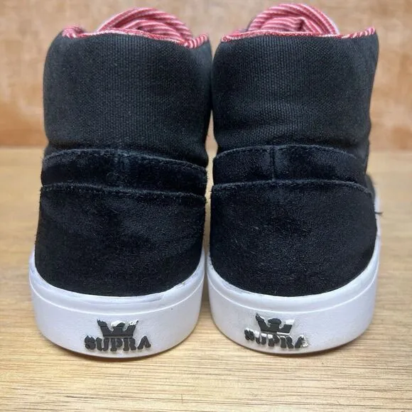 Supra Yorek Hi Men Size 11.5 Shoes Black White Canvas Suede Skateboard Sneakers