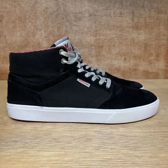 Supra Yorek Hi Men Size 11.5 Shoes Black White Canvas Suede Skateboard Sneakers